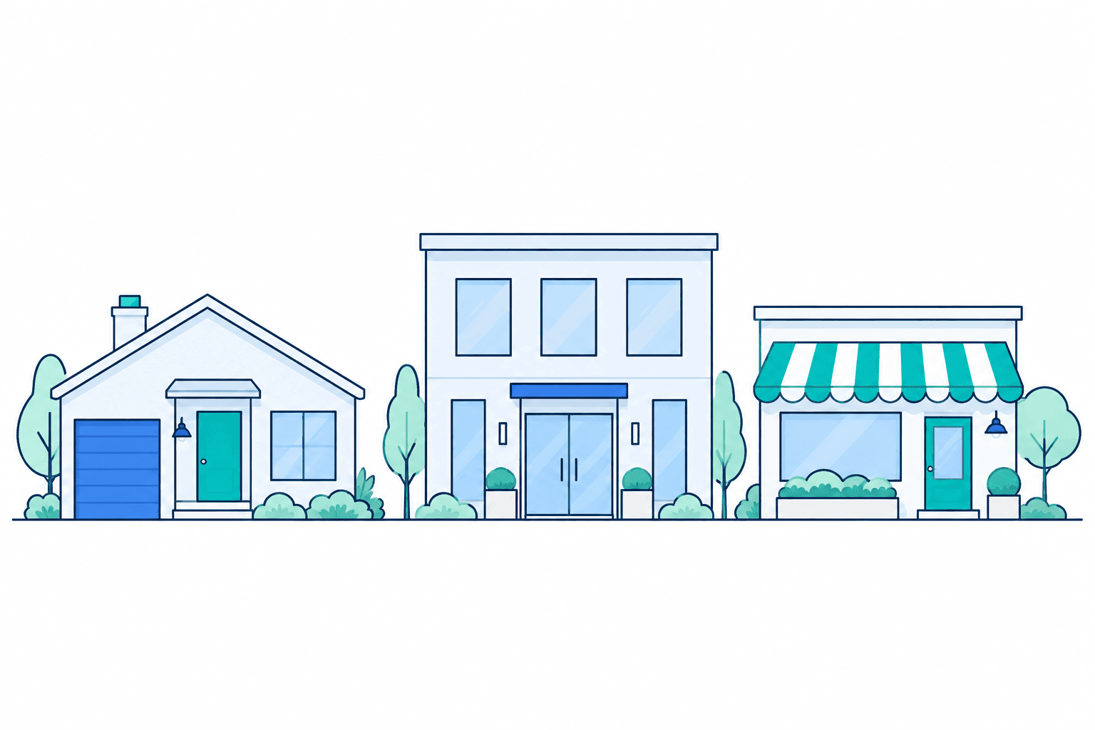 Local service businesses, a law office, and appointment-based storefronts