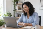 Customer service professional wearing a headset